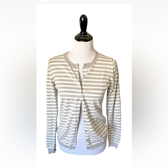 Womens Banana Republic Sz Small Cardigan Sweater Lightweight Striped Wool Blend - Picture 1 of 5